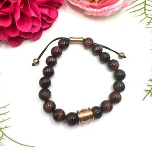 NEW⚜️Red Tiger’s Eye Gemstone Beaded Bracelet
